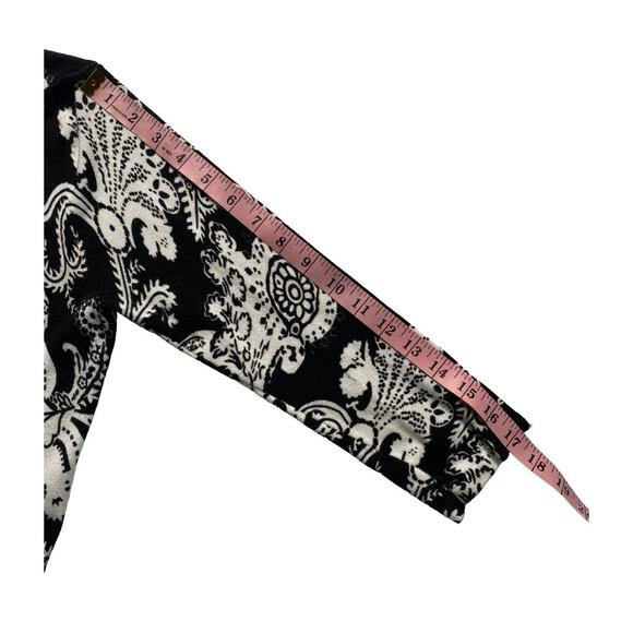 Cache Black White Paisley Open Front Cardigan M Lightweight Layering Piece - Picture 14 of 16
